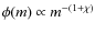 $\phi(m)\propto{m}^{-(1+\chi)}$