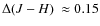 $\Delta\mbox{$(J-H)$ }\approx0.15$