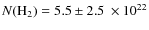 $N(\ensuremath{{\rm H_2}} )=5.5\pm2.5\ensuremath{{~\times 10^{22}}} $