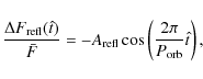 \begin{displaymath}\frac{\Delta F_{{\rm refl}}(\hat{t})}{\bar{F}} =
-A_{\rm refl}\cos\left(\frac{2\pi}{P_{\rm orb}}\hat{t}\right),
\end{displaymath}