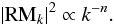 Mathematical equation: \appendix \setcounter{section}{1} \begin{equation} |{\rm RM}_k|^2\propto k^{-n}. \label{bpower} \end{equation}