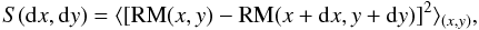 Mathematical equation: \appendix \setcounter{section}{1} \begin{equation} S({\rm d}x,{\rm d}y)=\langle [{\rm RM}(x,y)-{\rm RM}(x+{\rm d}x,y+{\rm d}y)]^2\rangle_{(x,y)}, \end{equation}