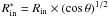 Mathematical equation: $R^{*}_{\rm in}=R_{\rm in}\times(\cos\theta)^{1/2}$
