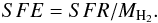 Mathematical equation: $$ {SFE=SFR/M_{\rm H_{2}}}. $$