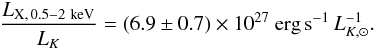 \appendix \setcounter{section}{1} \begin{equation} \frac{L_{{\rm X}, \, 0.5-2~{\rm keV}}}{L_K} = (6.9 \pm 0.7)\times10^{27}~{\rm erg}\,{\rm s}^{-1}\,L^{-1}_{K,\odot}. \end{equation}