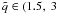 $\tilde{q}\in(1.5,~3$