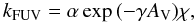 \begin{equation} k_{\rm FUV} = \alpha \exp{\left(-\gamma A_{\rm V}\right)}\chi, \end{equation}