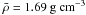 $\bar{\rho}=1.69\rm~g~cm^{-3}$