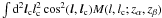 $\int \mr{d}^2 {\vec l}_{\mr c} l_{\mr c}^2 \cos^2({\vec l}, {\vec l}_{\mr c}) M(l,l_{\mr c};z_\alpha,z_\beta)$