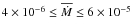 $4\times10^{-6}\leq\overline{\Mdot}\leq 6\times10^{-5}$