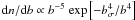 Mathematical equation: ${\rm d}n / {\rm d}b \propto b^{-5} \; {\rm exp}\left[{-{b_{\sigma}^4}/{b^4}} \right]$