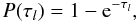 Mathematical equation: \begin{equation} P(\tau_{l})=1-{\rm e}^{-\tau_{l}} \label{eq:absProb}, \end{equation}
