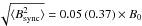 Mathematical equation: $\sqrt{\mymean{B_{\rm sync}^2}} = 0.05\,(0.37) \times B_0$