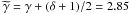 Mathematical equation: $\widetilde{\gamma} = \gamma + (\delta+1)/2 = 2.85$