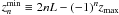 Mathematical equation: \appendix \setcounter{section}{1} $z_{n}^{\rm min}\equiv 2 n L - (-1)^n z_{\rm max}$