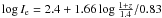 Mathematical equation: $\log I_{\rm e}=2.4+1.66\log\frac{1+z}{1.4}/0.83$