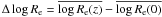 Mathematical equation: $\Delta \log R_{\rm e}=\overline{\log R_{\rm e}(z)}-\overline{\log R_{\rm e}(0)}$