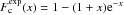 Mathematical equation: $F_{\rm c}^{\rm exp}(x)=1-(1+x){\rm e}^{-x}$