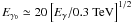 Mathematical equation: $E_{\gamma_0}\simeq 20\left[E_\gamma/0.3\mbox{ TeV}\right]^{1/2}$