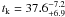 Mathematical equation: $t_{\rm k} = 37.6^{-7.2}_{+6.9}$