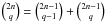 Mathematical equation: ${2n \choose q}={2n-1 \choose q-1}+{2n-1 \choose q}$