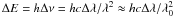 Mathematical equation: $\Delta E=h\Delta\nu=hc\Delta\lambda/\lambda^2\approx hc\Delta\lambda/\lambda_0^2$