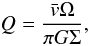 Mathematical equation: \begin{eqnarray} Q=\frac{\bar{v} \Omega}{\pi G\Sigma}, \end{eqnarray}