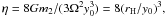 Mathematical equation: \appendix \setcounter{section}{1} $\eta = 8Gm_2/(3\Omega^2y_0^3)=8(r_{\rm H}/y_0)^3,$