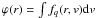 Mathematical equation: $\varphi(r)=\int f_q(r,v) {\rm d}v$