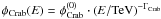 Mathematical equation: $\phi_{\rm Crab}(E) = \phi^{(0)}_{\rm Crab}\cdot (E/{\rm TeV})^{-\Gamma_{\rm Crab}}$