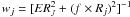 Mathematical equation: $w_j=[ER_J^2+(f\times R_j)^2]^{-1}$