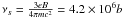 Mathematical equation: $\nu_s=\frac{3eB}{4\pi mc^2}=4.2\times 10^{6} b$