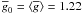 Mathematical equation: $\gbar_0=\langle\gbar\rangle=1.22$