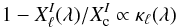 Mathematical equation: \begin{equation} 1 - X^I_{\ell}(\lambda)/X^I_{\rm c} \propto \kappa_\ell(\lambda) \label{eq:5} \end{equation}