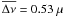 Mathematical equation: $\overline{\Delta \nu} = 0.53~\mu$