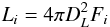 Mathematical equation: \begin{equation} L_{i}=4\pi D_{L}^{2} F_{i} \label{eq1} \end{equation}