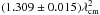 Mathematical equation: \hbox{$(1.309\pm 0.015)\lambda_{\rm cm}^2$}