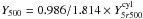 Mathematical equation: \hbox{$Y_{500} = 0.986/1.814 \times Y^{\rm cyl}_{5r500}$}
