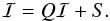 Mathematical equation: \begin{equation} \label{poteq} \mathcal{I} = Q \mathcal{I} +S . \end{equation}