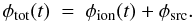 Mathematical equation: \begin{equation} \label{phi} \phi_{\rm tot}(t)~=~\phi_{\rm ion}(t) + \phi_{\rm src}. \end{equation}