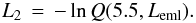 Mathematical equation: \begin{equation} L_{{\rm 2}} \, = \, -\ln Q(5.5, L_{{\rm eml}}). \end{equation}