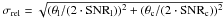 Mathematical equation: \hbox{$\sigma_{\rm rel} = \sqrt{(\theta_{\rm l}/(2 \cdot {\rm SNR}_{\rm l}))^{2} + (\theta_{\rm c}/(2 \cdot {\rm SNR}_{\rm c}))^{2}}$}