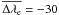 Mathematical equation: \hbox{$\overline{\Delta\lambda_{\rm e}}=-30$}