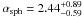 Mathematical equation: \hbox{$\alpha_{\rm sph}=2.44^{+0.89}_{-0.59}$}