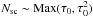 Mathematical equation: \hbox{$N_{\rm sc}\sim {\rm Max}(\tau_0, \tau^2_0)$}