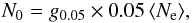 Mathematical equation: \begin{equation} N_{0} = g_{0.05} \times 0.05 \, \langle N_{\rm e} \rangle , \end{equation}