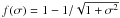 Mathematical equation: \hbox{$f(\sigma) = 1 - 1/\sqrt{1+\sigma^2}$}