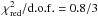 Mathematical equation: \hbox{$\chi^{2}_{\rm red}/{\rm d.o.f.}=0.8/3$}