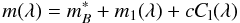 Mathematical equation: \begin{equation} m(\lambda) = m^*_B+m_1(\lambda) + c C_{\rm l}(\lambda) \end{equation}