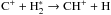 Mathematical equation: \hbox{$\rm C^+ + H_2^* \rightarrow CH^+ + H$}